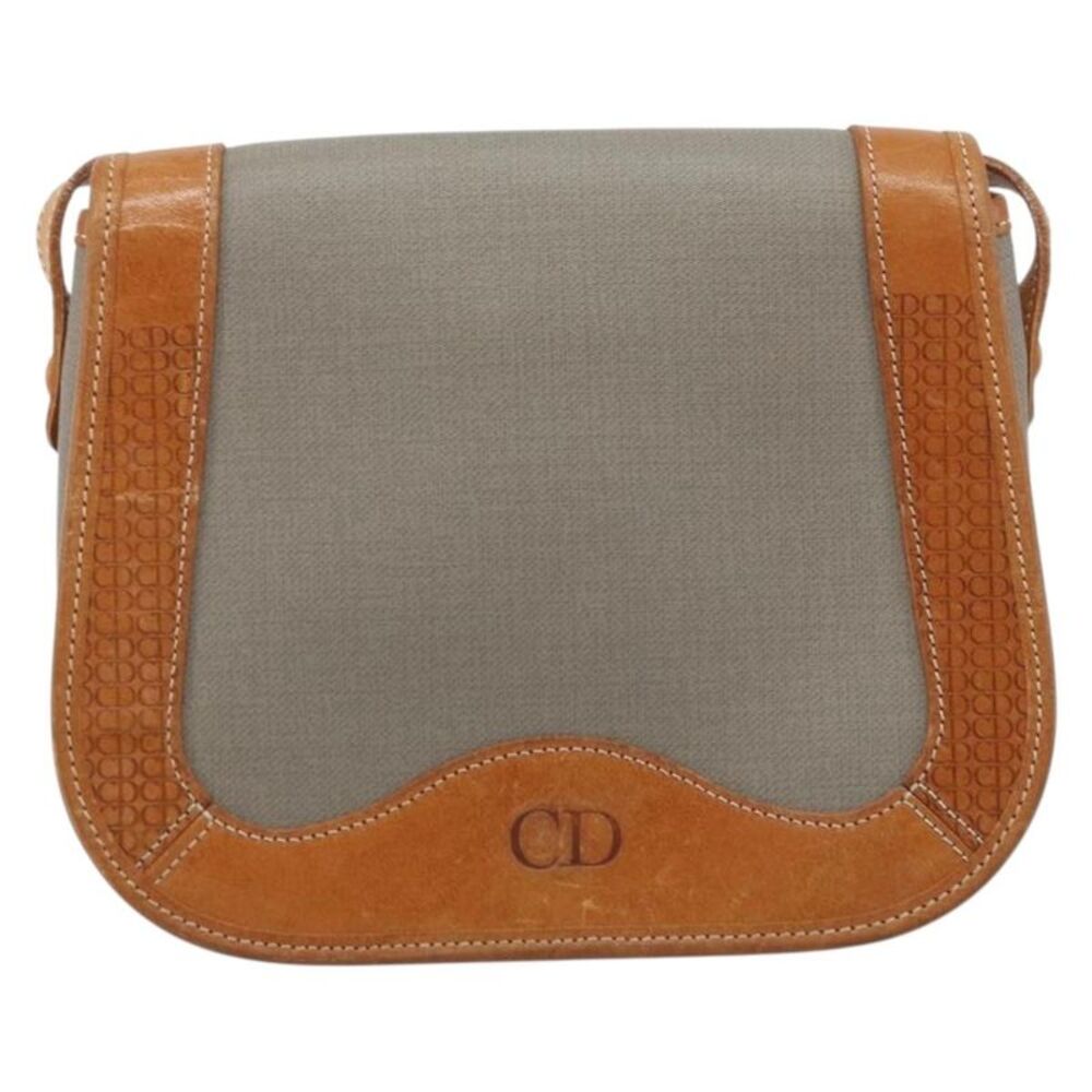 Christian Dior Cd Shoulder Bag Canvas And Leather Gray Canvas Shoulder Bag Bag